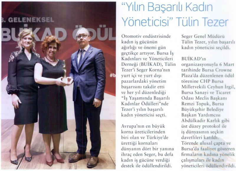 "Yılın Başarılı Kadın Yöneticisi" Tülin Tezer-01/03/2017 Auto Spare Parts World